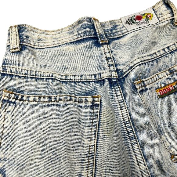 Vintage 90s High Waisted Embroidered Distressed Fray Hem Jean Shorts Girls 10 - Picture 8 of 9